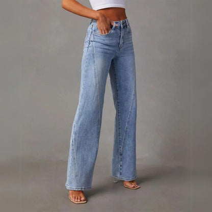 Jean droit taille haute femme coupe décontractée