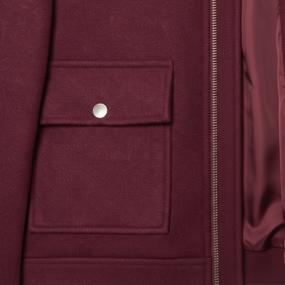 Veste Courte en Polyester à Col Rabattu et Fermeture Éclair pour Femme