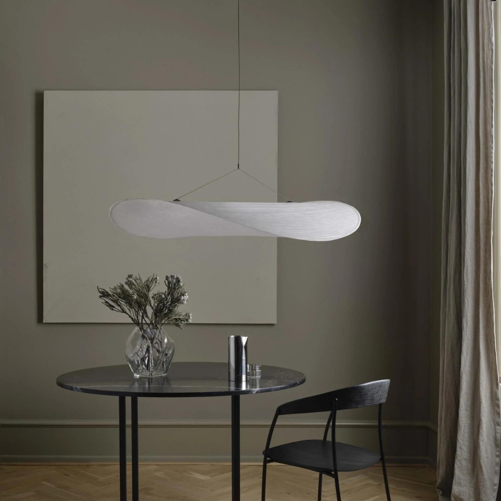 Japandi Deckenleuchte Seide, Rundes Design, Höhenverstellbar