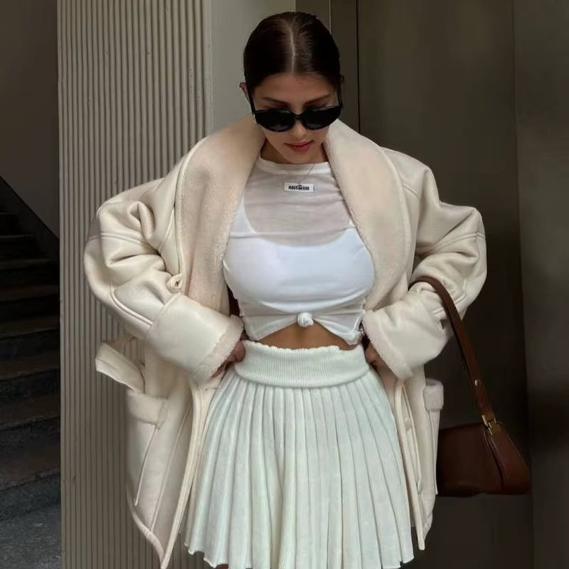 Amelie – Manteau doublé en polaire avec col à revers et poches