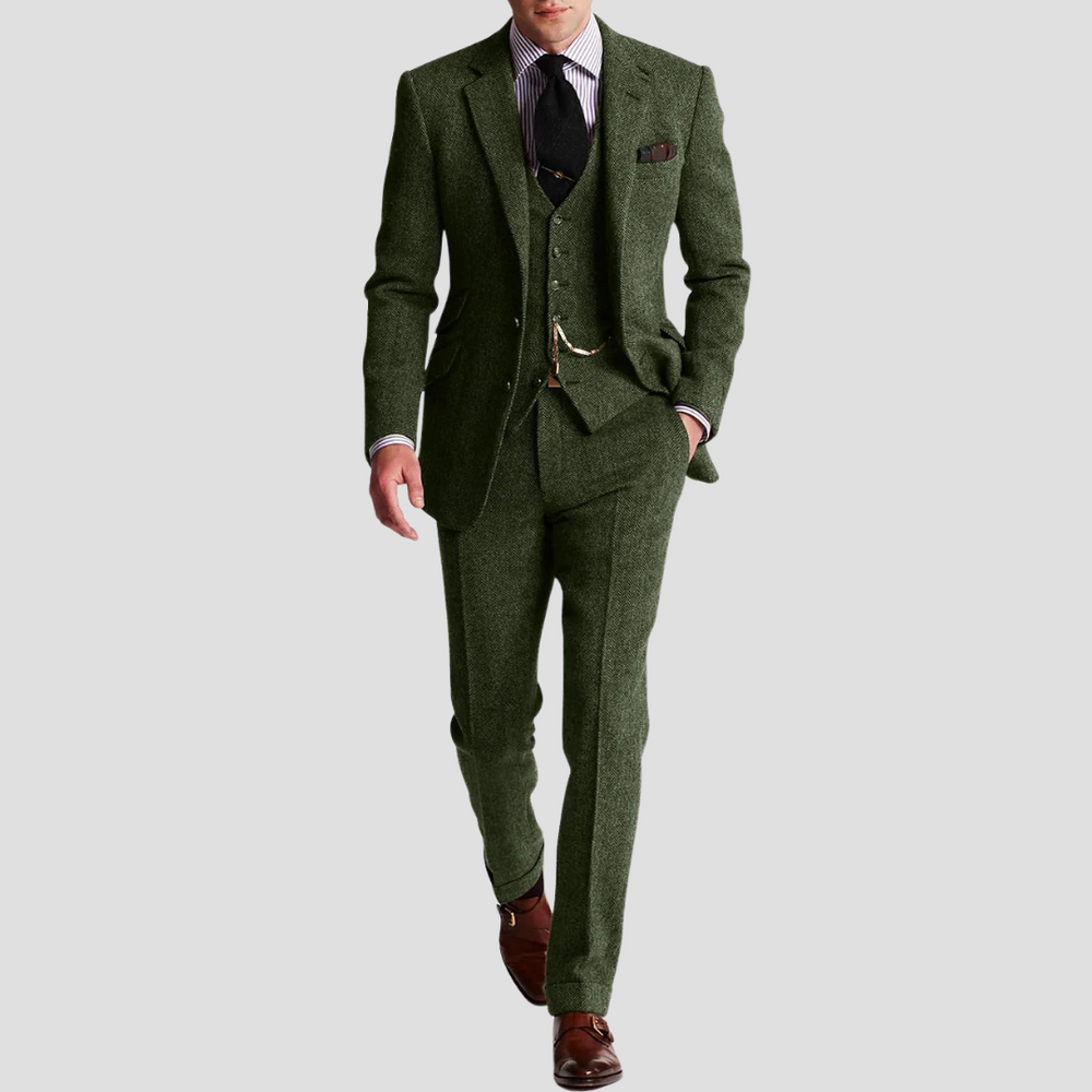 Men's Slim Fit Three-Piece Wool Suit