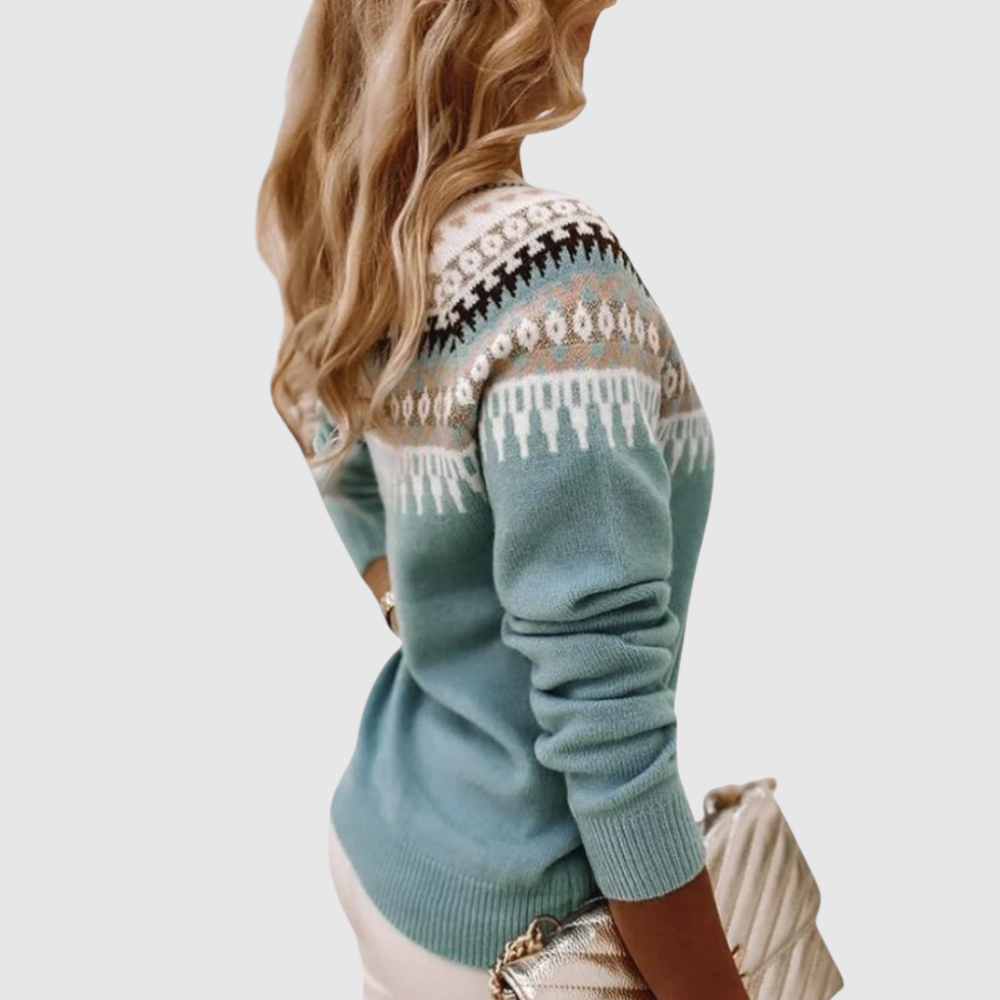 Amelia – Damski sweter z delikatnym nordyckim wzorem
