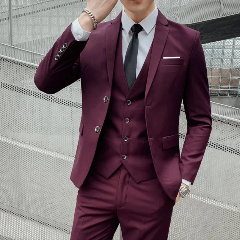 Adam - 3 piece set with blazer, vest and high waist pant