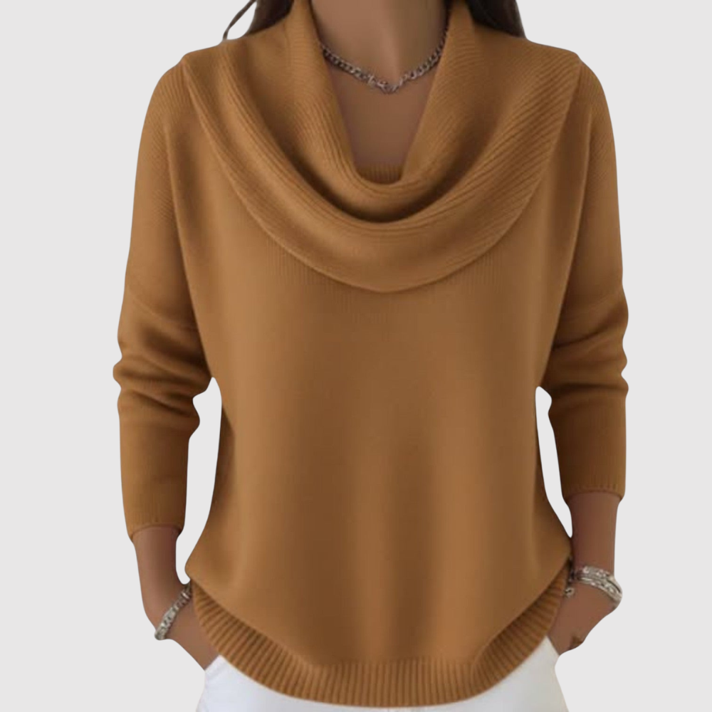 Amelia – Elegancki damski sweter z luźnym kołnierzem