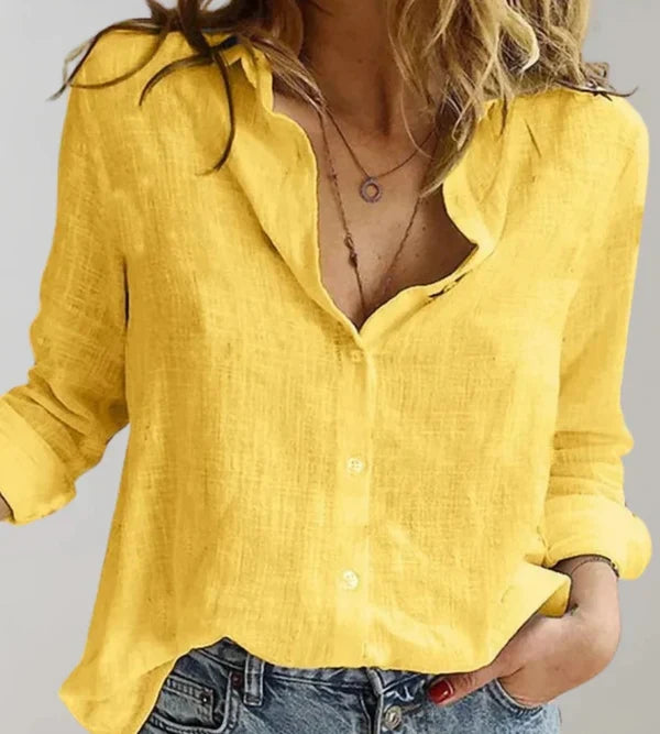 Mistfall Serene Blouse Long Sleeve Linen Elegance