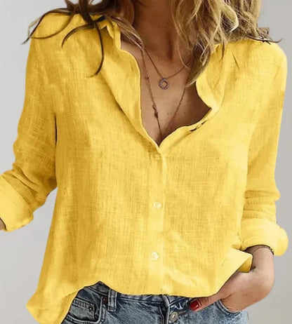 Mistfall Serene Blouse Long Sleeve Linen Elegance