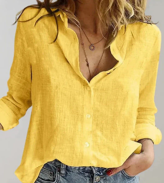 Mistfall Serene Blouse Long Sleeve Linen Elegance