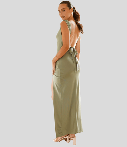 Claire - Ruched Bodycon Slit Dress