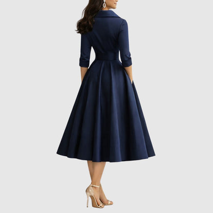 Zoé - Robe midi élégante avec décolleté en portefeuille