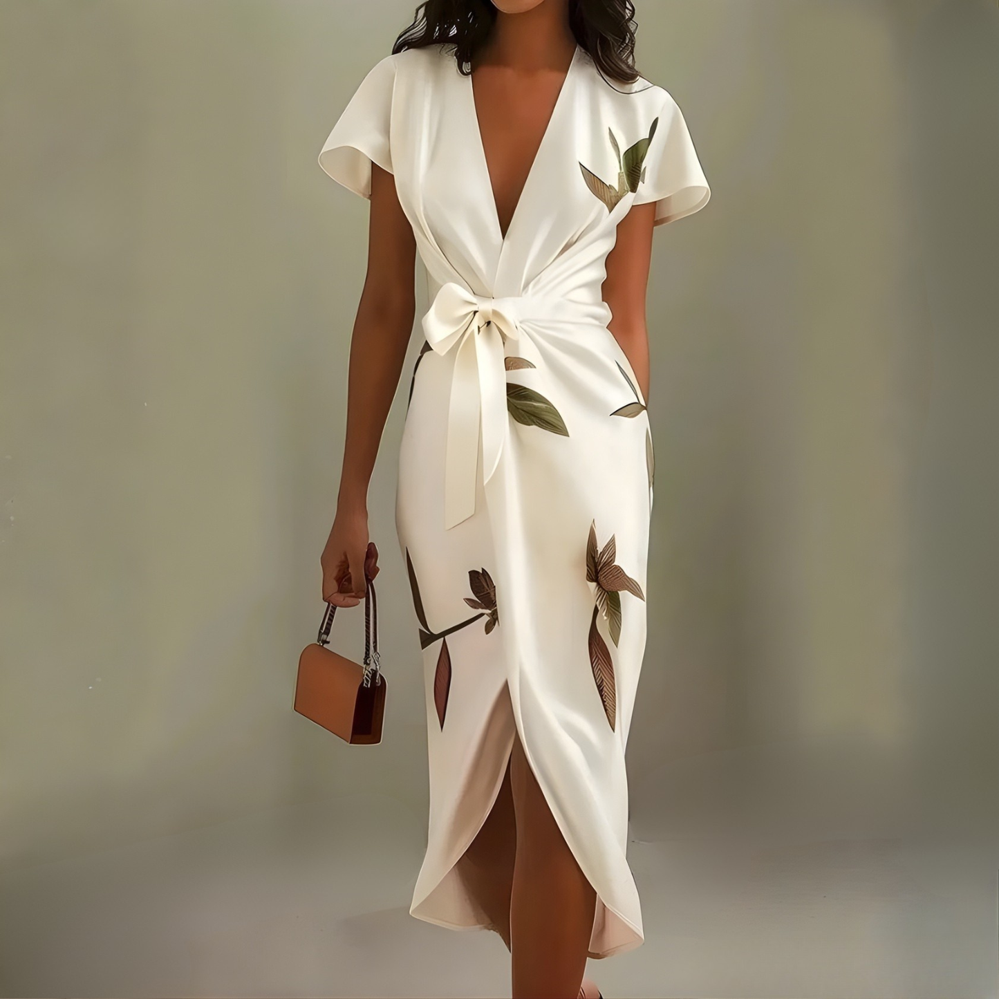 Valeria | Elegant omslagskjole med botanisk print