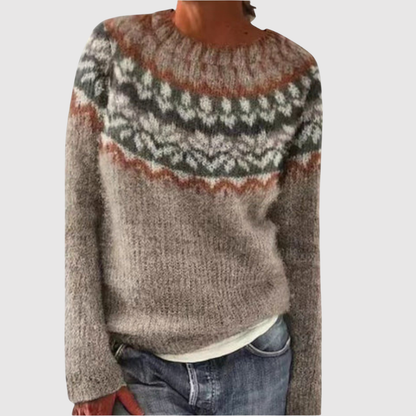 Amelia – Damski sweter z kolorowym nordyckim wzorem