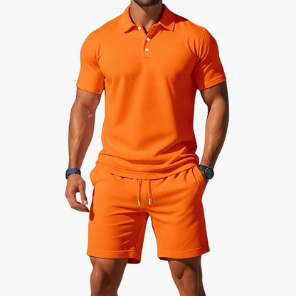 Louis – Ensemble polo à manches courtes et short à taille à cordon homme