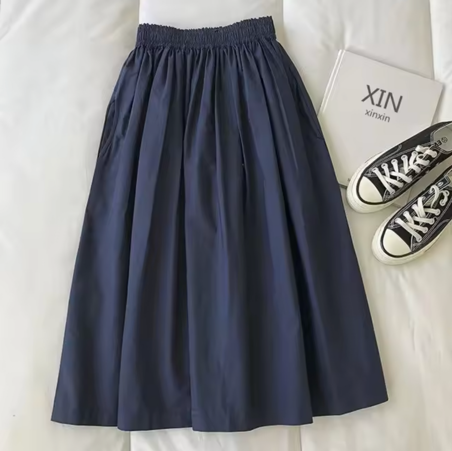 Anya – Jupe large taille haute tendance avec un design plissé élégant et une coupe décontractée