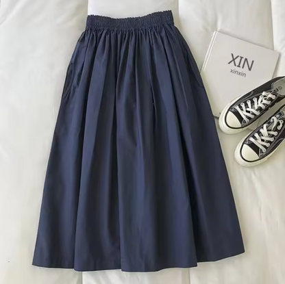 Anya – Jupe large taille haute tendance avec un design plissé élégant et une coupe décontractée