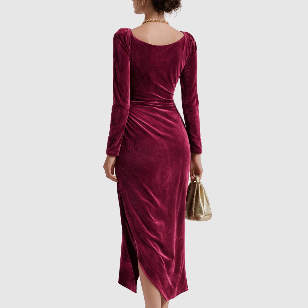 Zoé - Robe de soirée midi drapée