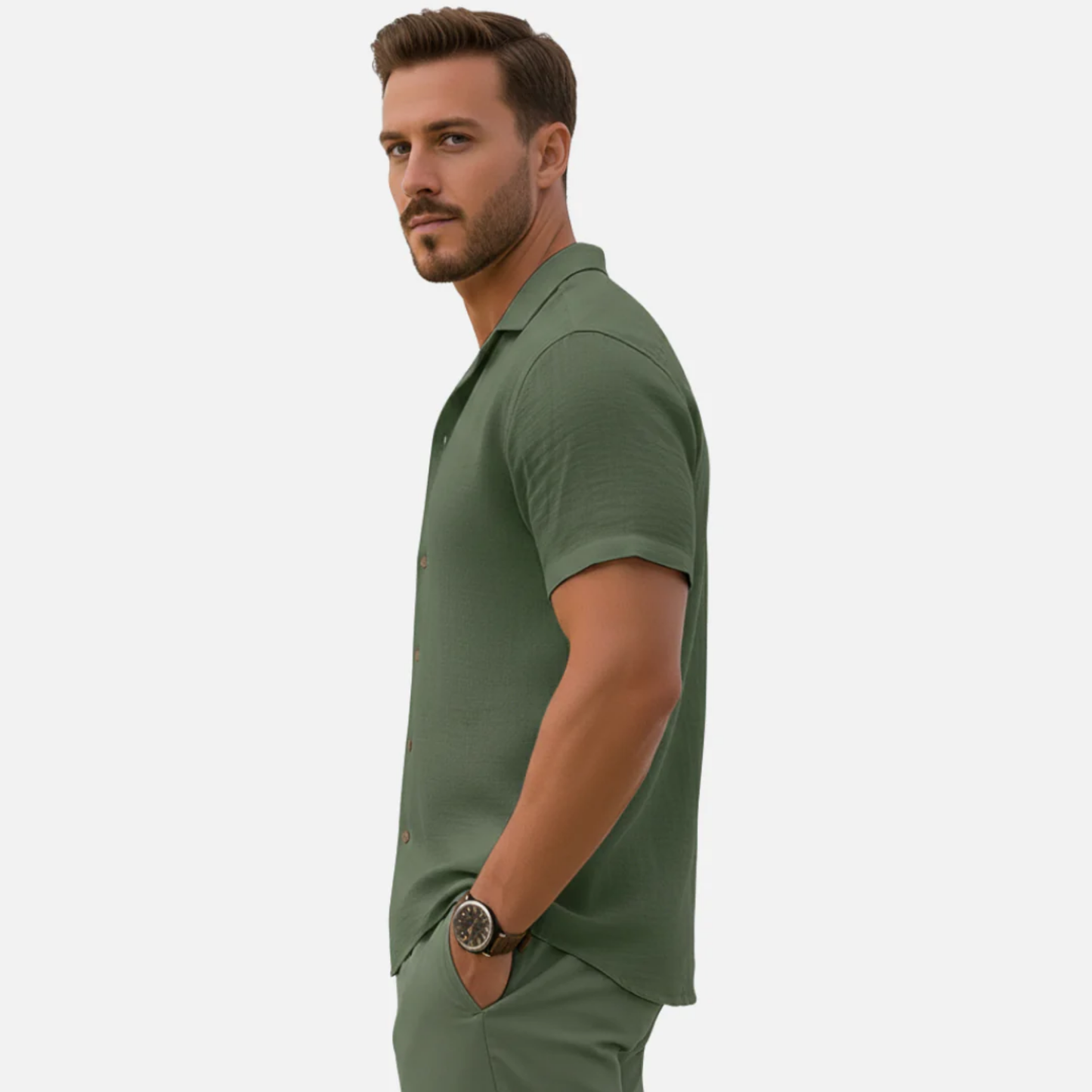Chemise homme légère en lin manches courtes