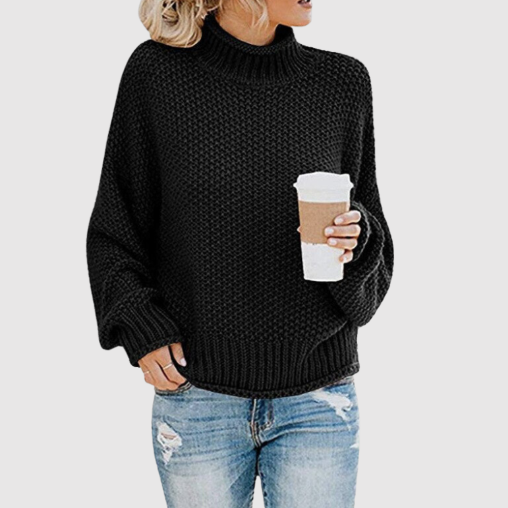 Amelia – Oversize dámský svetr s vysokým límcem