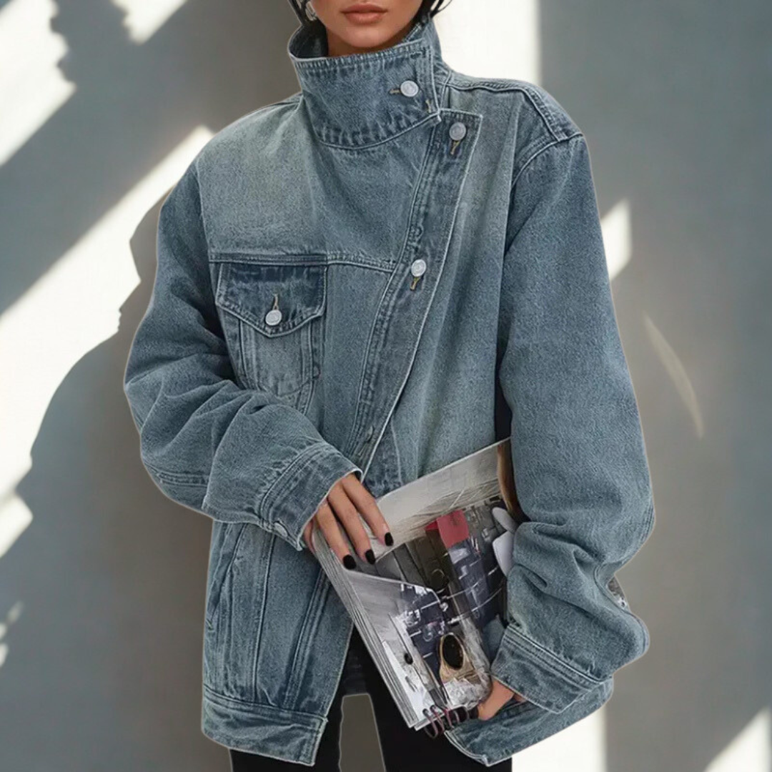 SARAH | Modna asymetryczna kurtka zapinana na guziki w stylu streetwear