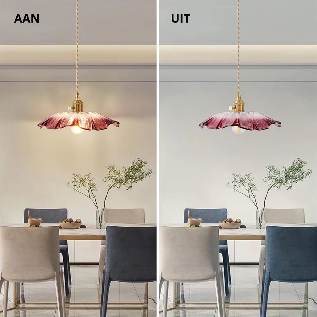 Cullivan Flower Hanglamp Glas Metaal Rood E27 Eettafel Verlichting Vintage Bloem Lamp Hal Sfeerverlichting | Restfield