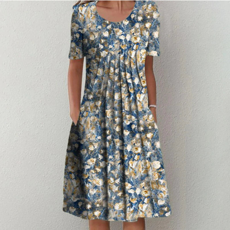 Ava | Women's Midi Dress With Short Sleeves And Floral Print | Casual