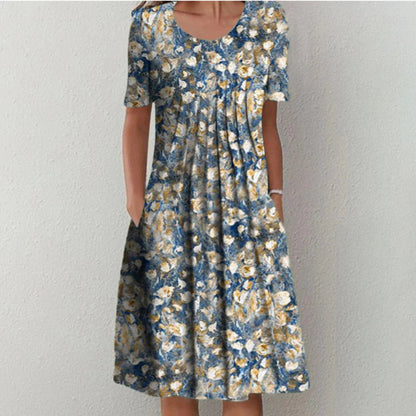 Ava | Women's Midi Dress With Short Sleeves And Floral Print | Casual