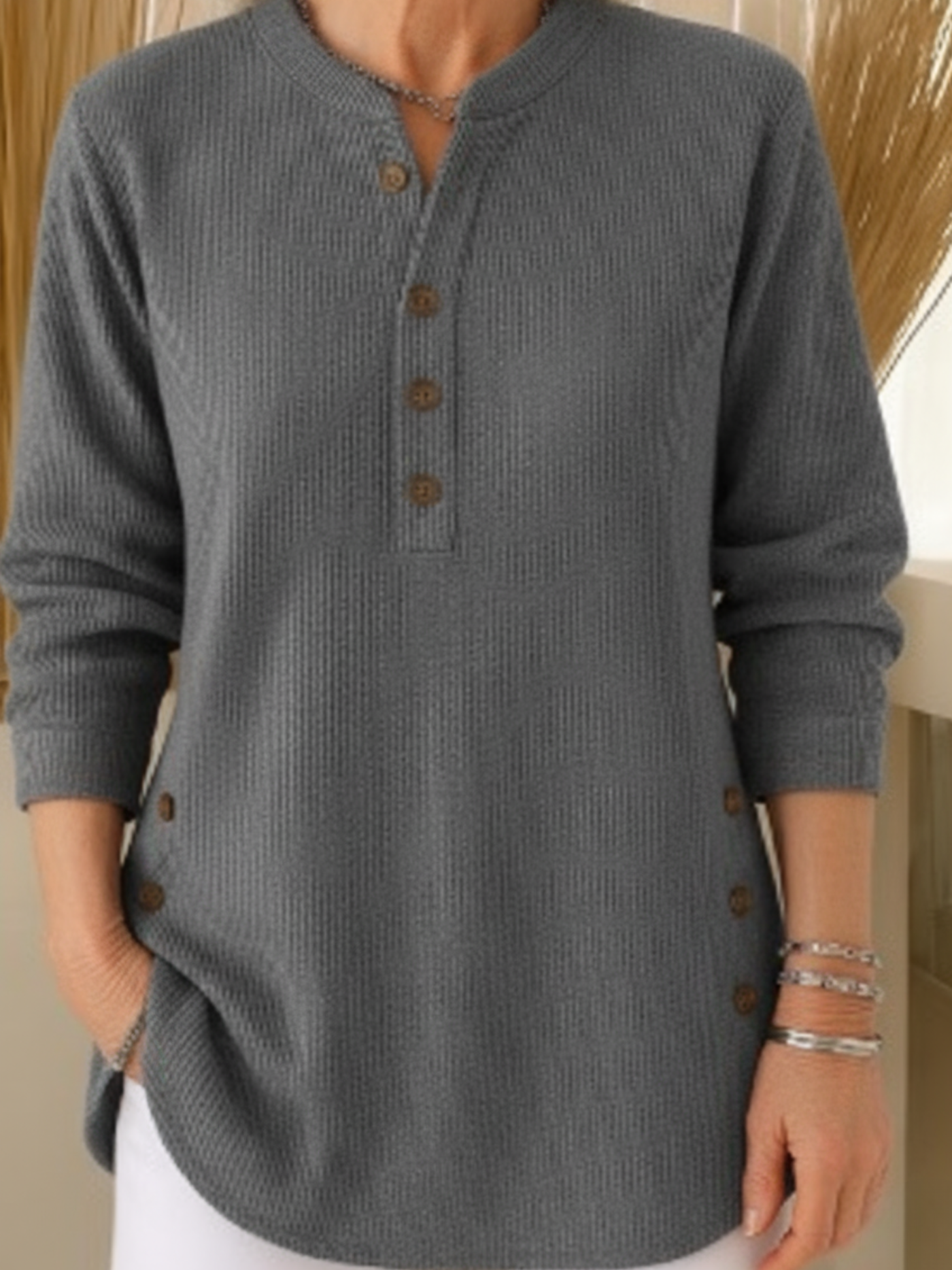LYRIA™ | LANGERMET ENSFARGET STRIKKEPULLOVER