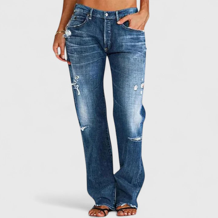 Retro Chic | Dam Jeans med Lätt Lös Silhouette