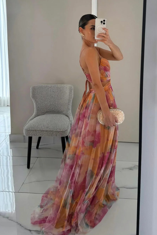 Women Elegant Pleated Maxi Dress
