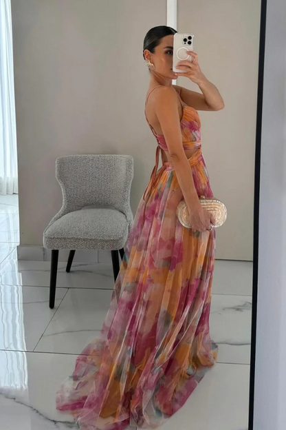 Women Elegant Pleated Maxi Dress