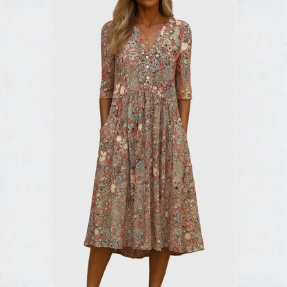 Harlow | Elegáns V-nyakú Midi Ruha