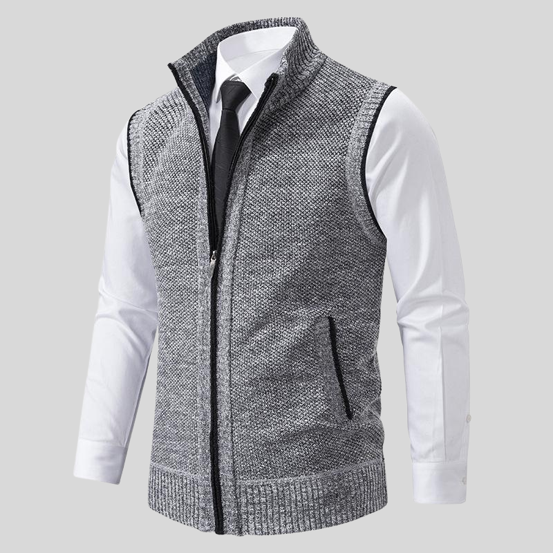 Mark- Sleeveless Vest with Stand Collar and Zip Closure | Side Pockets | Sizes XS–2XL | Grey, Light Grey, Red, Black