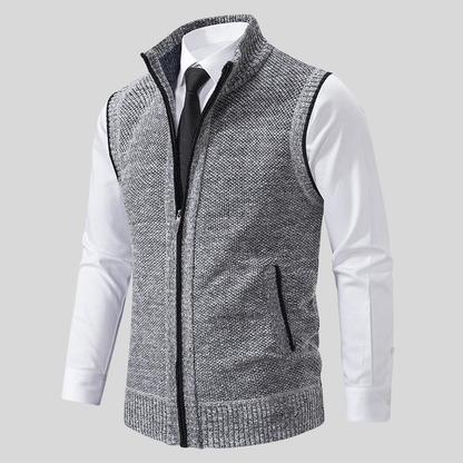Mark- Sleeveless Vest with Stand Collar and Zip Closure | Side Pockets | Sizes XS–2XL | Grey, Light Grey, Red, Black