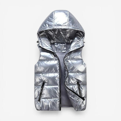 Harry - Sleeveless Padded Hooded Jacket With Zipper And Pockets