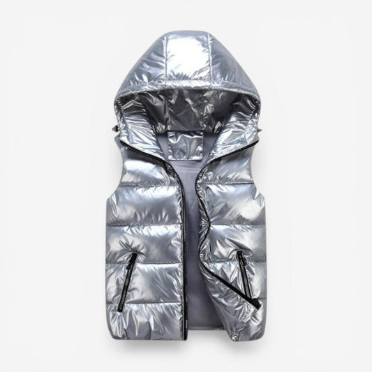 Harry - Sleeveless Padded Hooded Jacket With Zipper And Pockets