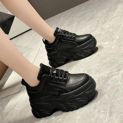 Ella – Chunky Sole Lace-Up Sneakers with Round Toe | Bold Style for Everyday Wear