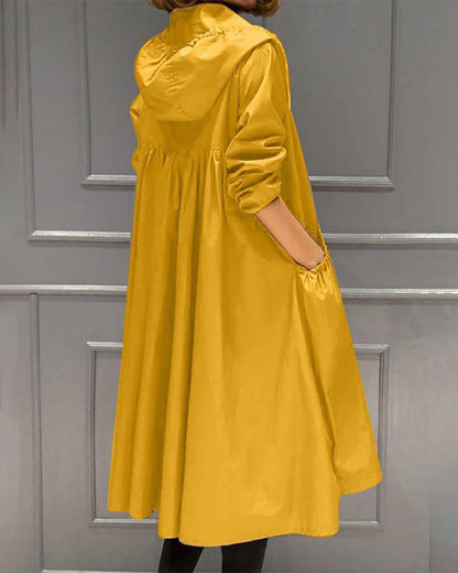 Mittellange Jacke mit Kapuze im koreanischen Stil