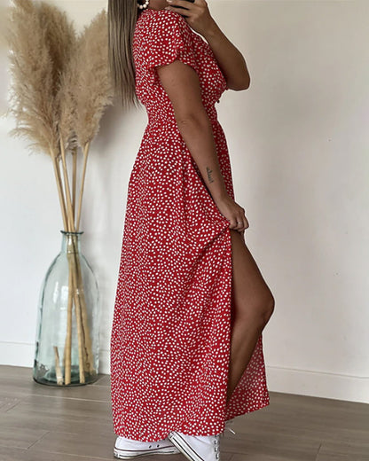 Lucienne | Ditsy Print Wrap Maxi Summer Dress