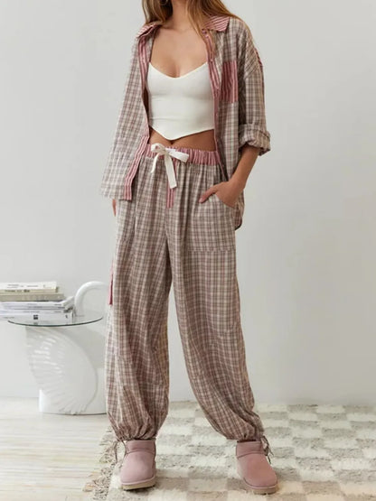 Set Pigiama Due Pezzi in Cotone Morbido ed Elasticizzato per Donna