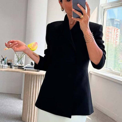 Blazer femme slim boutonné manches longues