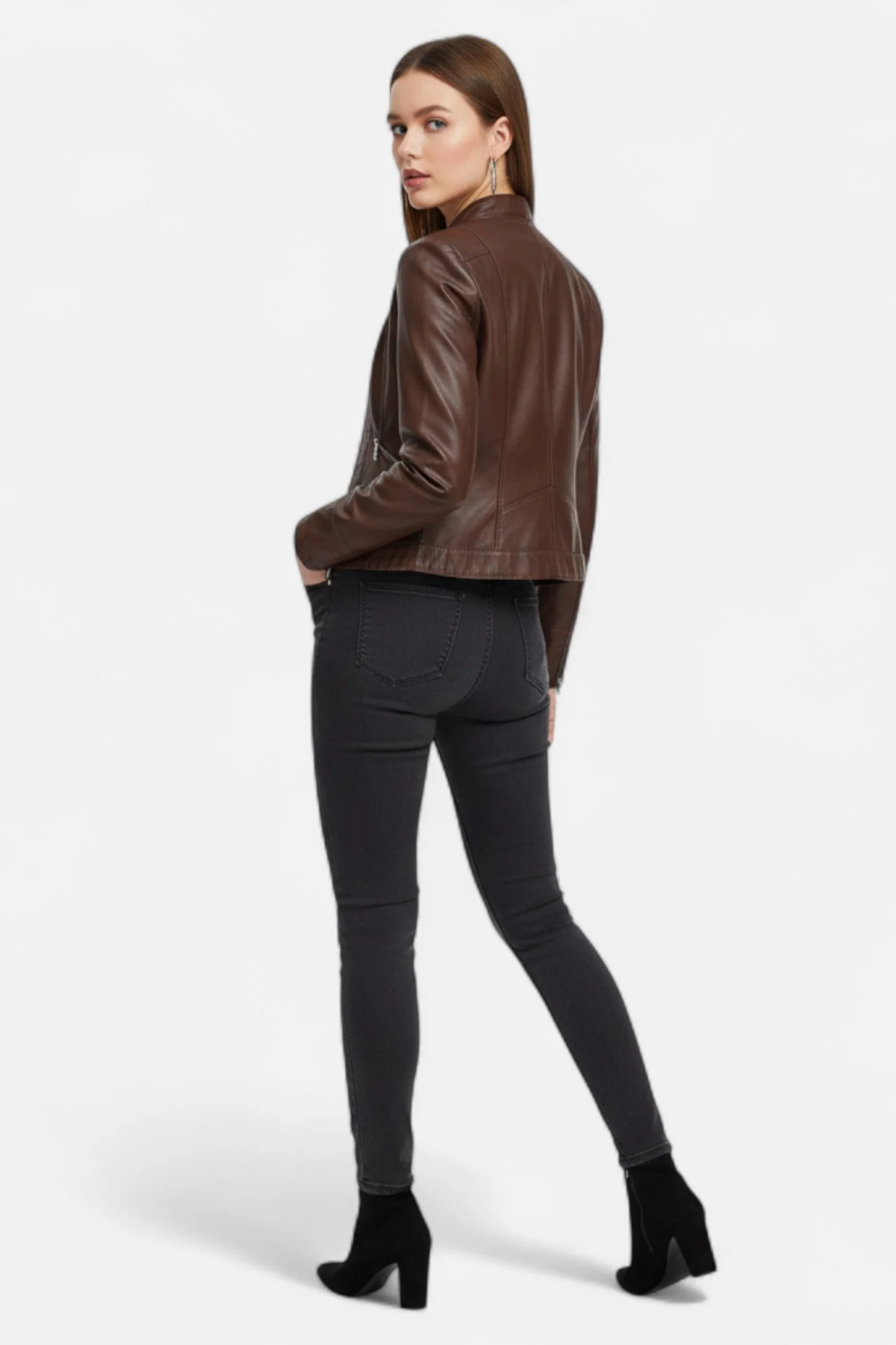Veste Femme En Similicuir – Veste Biker Zippée Coupe Ajustée