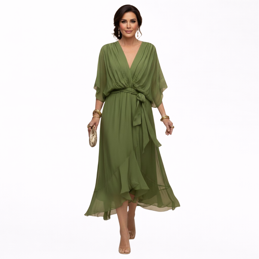 Monica | Vestido de gasa con escote en V