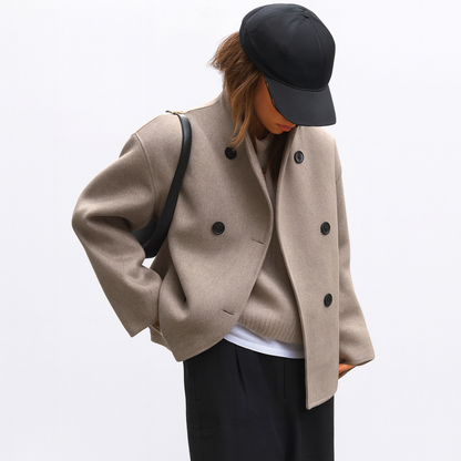 Veste Courte Classique pour Femme – Manteau Oversize Croisé à Boutonnage Double
