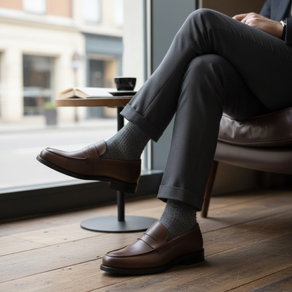 Mocassins en cuir pour homme chaussures habillées de bureau professionnelles sans lacets