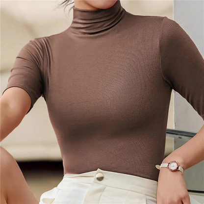 Lena – Top femme à col roulé sans couture