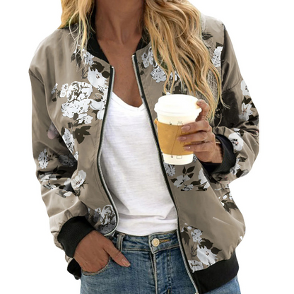 Serenella - Womens Floral Print Bomber Jacket