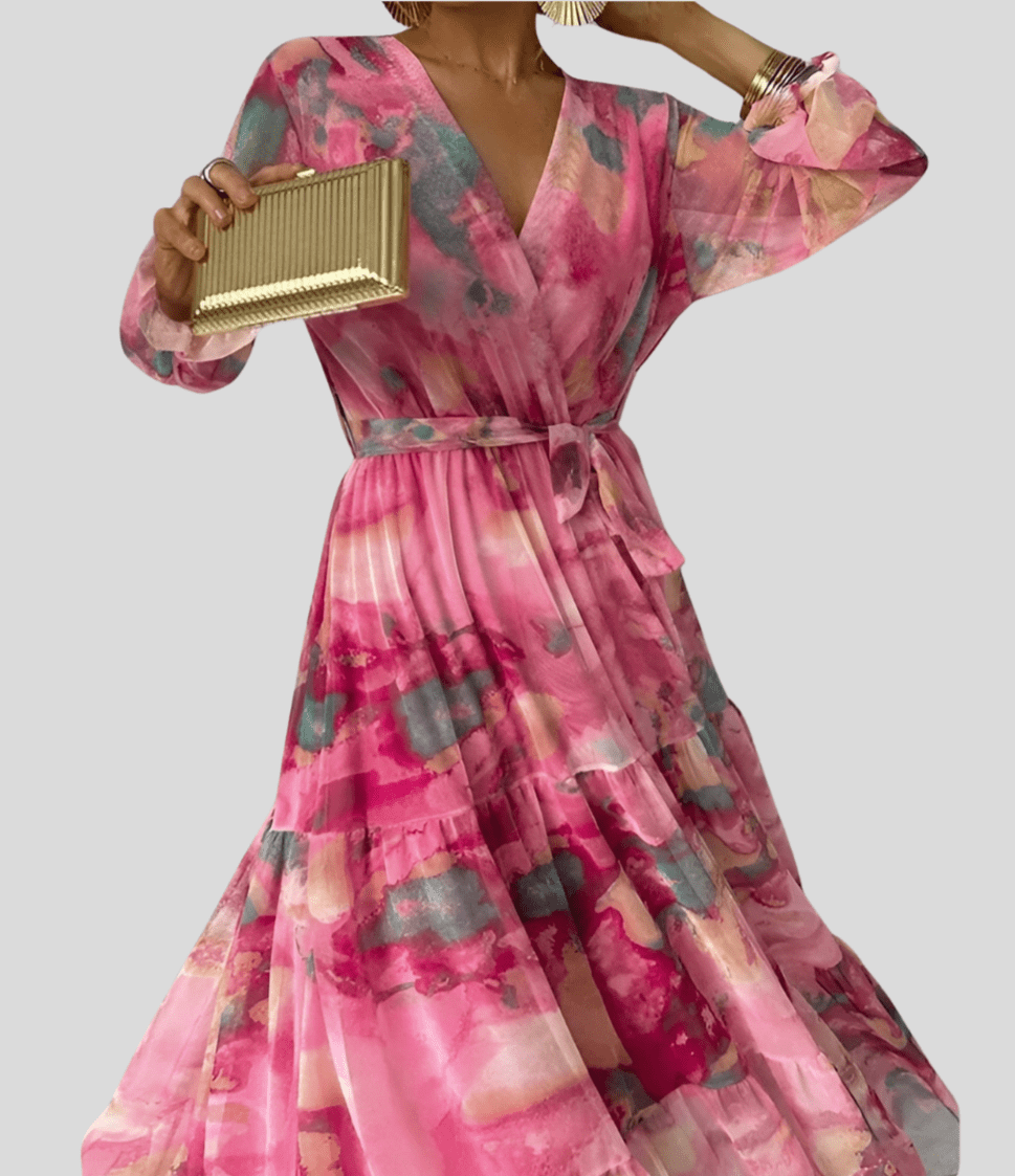 Pia - Long Sleeve Elegant Midi Dress