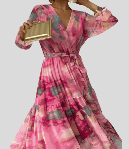 Pia - Long Sleeve Elegant Midi Dress