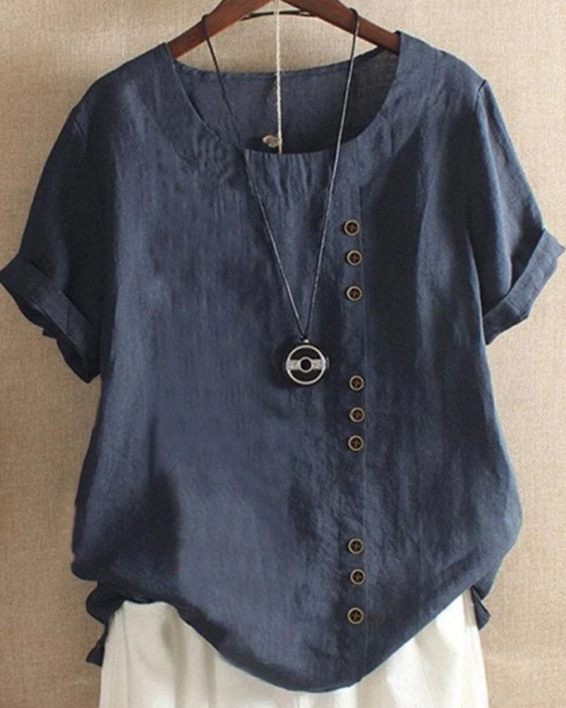 Beatrice | Women Button Detail casual z krótkim rękawem blouse