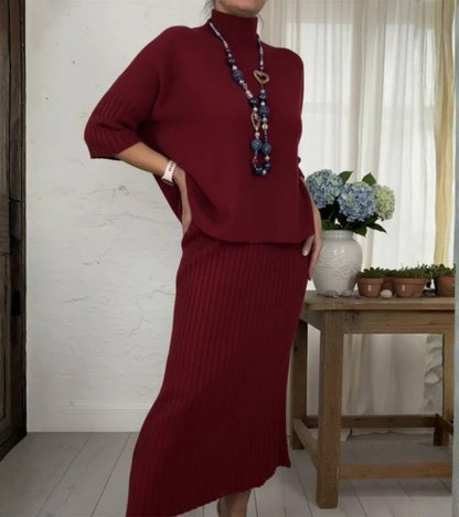 Debora Knit Set with Ribbed Skirt – Cozy, Chic, and Effortless