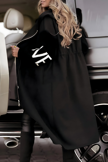 Elena | Women's Jacket with Knit Sleeves and Hood